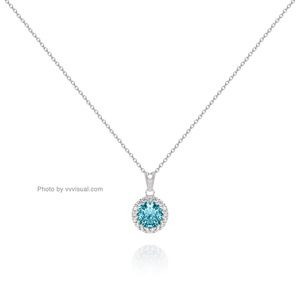 Sterling Silver 925 Blue Zircon & Cubic Zircon
